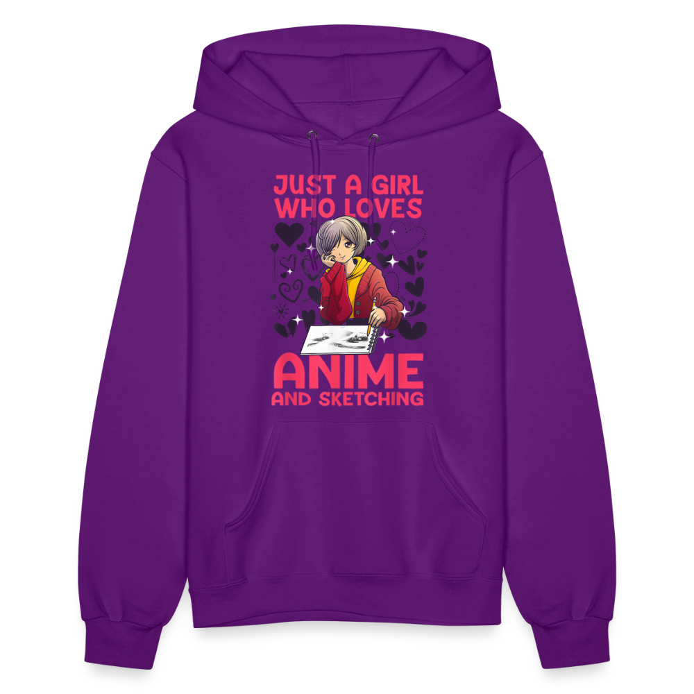 Just A Girl Who Loves Anime and Sketching IV Premium Women's Hoodie Sweatshirt - purple