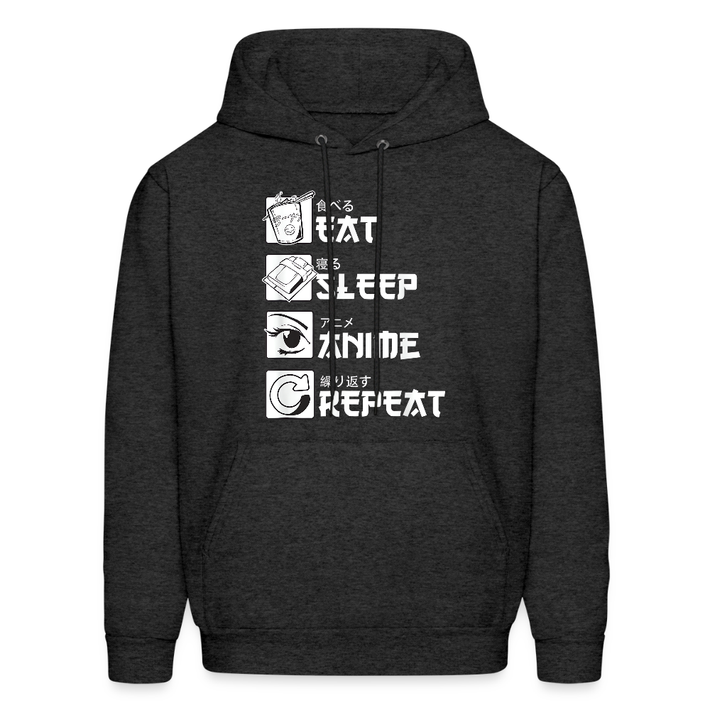 Eat Sleep Anime Repeat Premium Unisex Hoodie Sweatshirt - charcoal grey