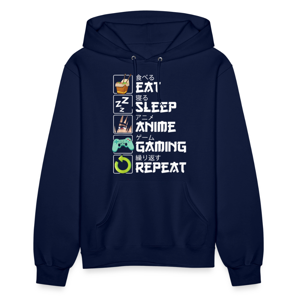 Eat Sleep Anime Gaming Repeat Premium Women's Hoodie Sweatshirt - navy