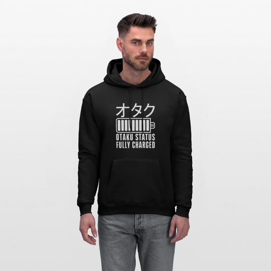 Otaku Status Fully Charged Japanese Anime Premium Unisex Hoodie Sweatshirt - black