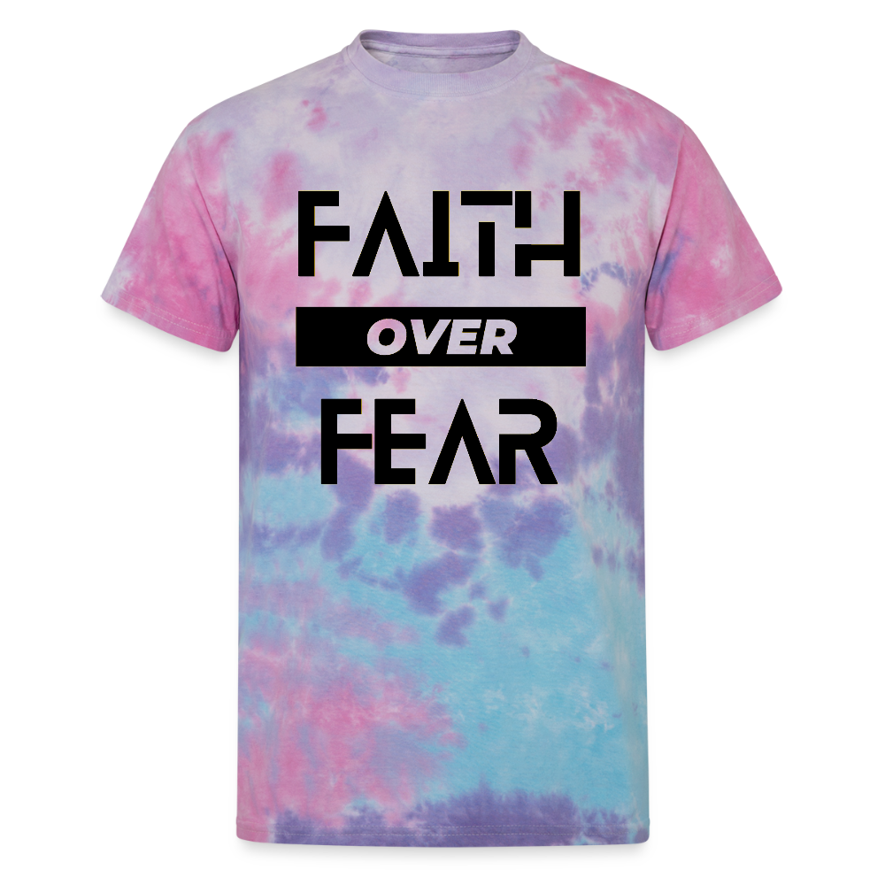Faith Over Fear Block Christian Unisex Tie Dye T-Shirt - cotton candy