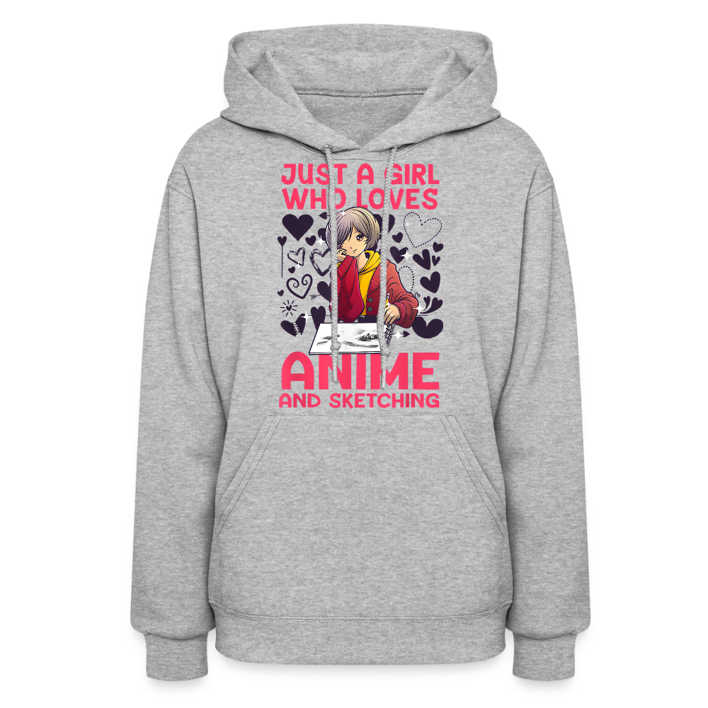 Just A Girl Who Loves Anime and Sketching IV Premium Women's Hoodie Sweatshirt - heather gray