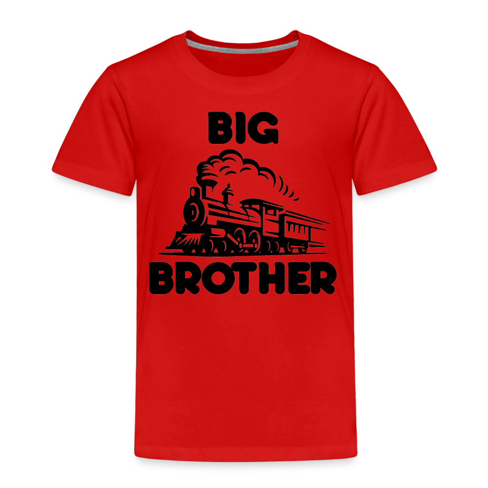 Toddler Big Brother Train Black Print T-Shirt - red