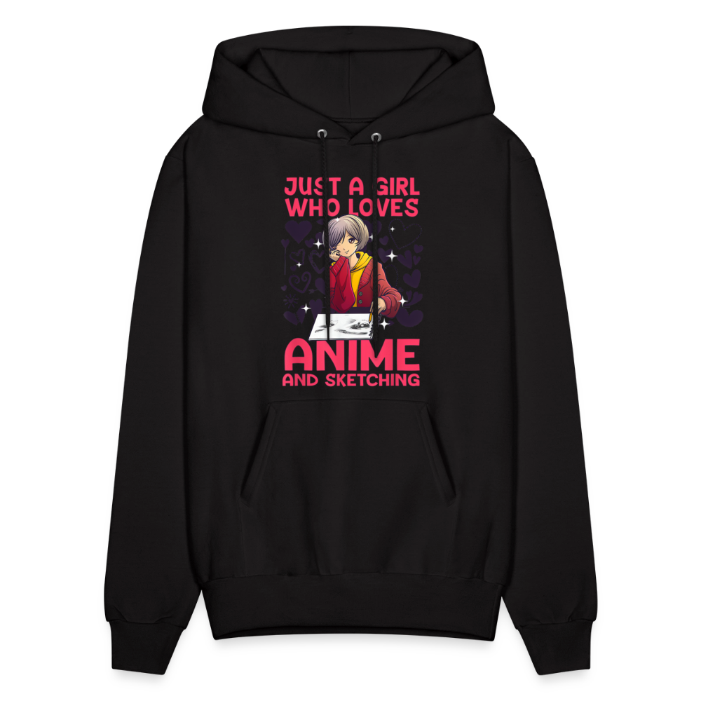 Just A Girl Who Loves Anime and Sketching IV Premium Hoodie Sweatshirt - black