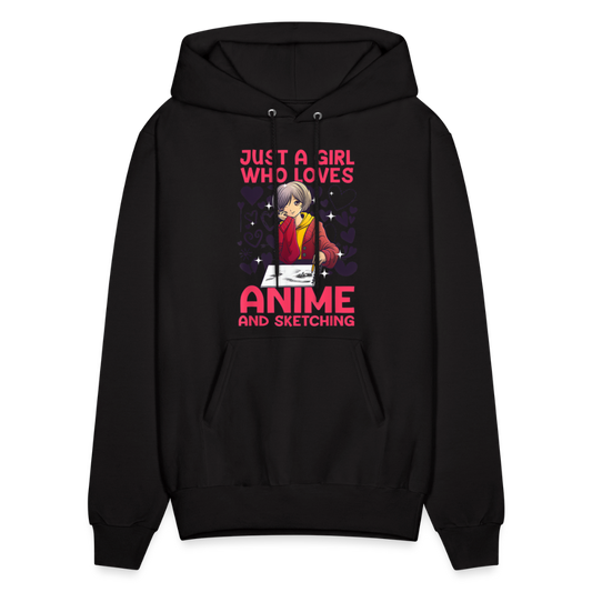Just A Girl Who Loves Anime and Sketching IV Premium Hoodie Sweatshirt - black