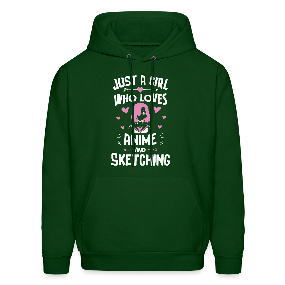 Just A Girl Who Loves Anime and Sketching III Premium Unisex Hoodie Sweatshirt - forest green