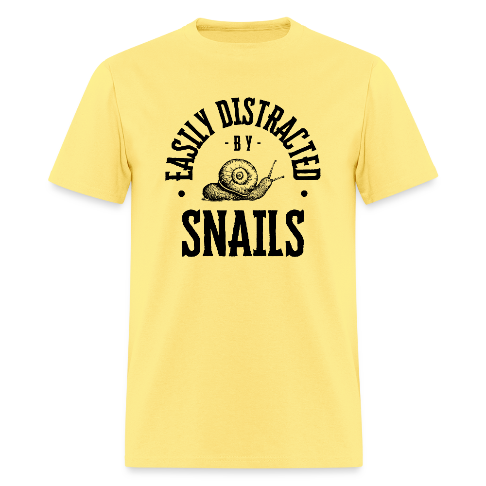 Easily Distracted By Snails Funny Unisex T-Shirt - cornsilk