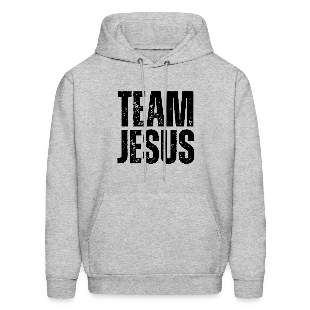 Team Jesus Weathered Print Unisex Christian Hoodie Sweatshirt - heather gray