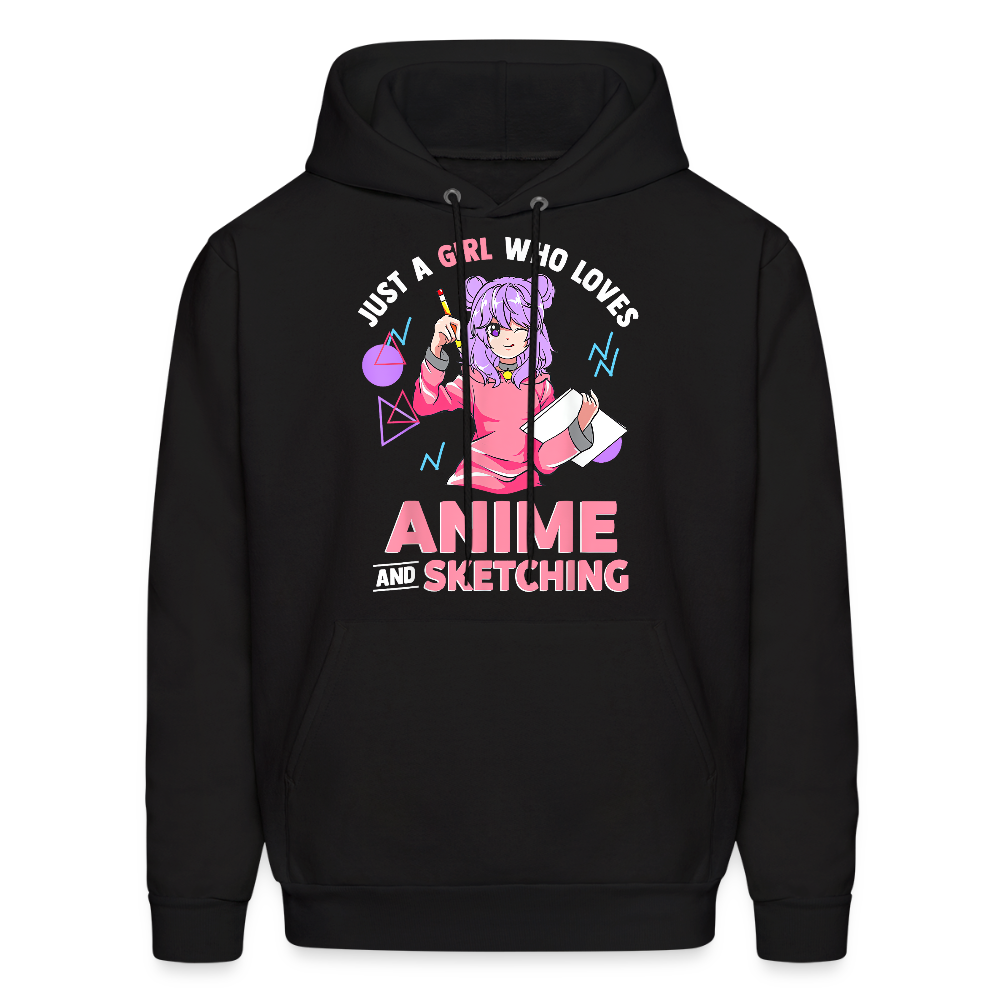 Just A Girl Who Love Anime and Sketching II Anime Lover Premium Unisex Hoodie Sweatshirt - black