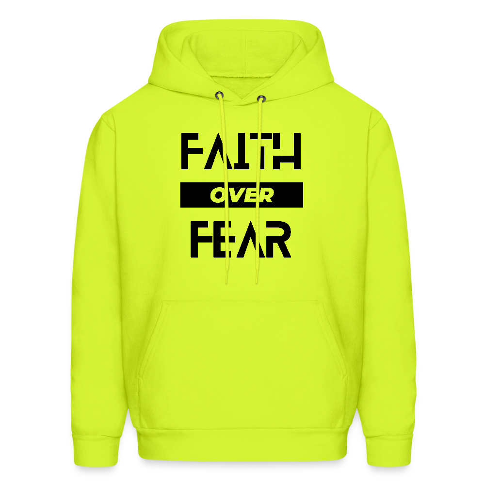 Faith Over Fear Block Christian Unisex Hoodie Sweatshirt - safety green