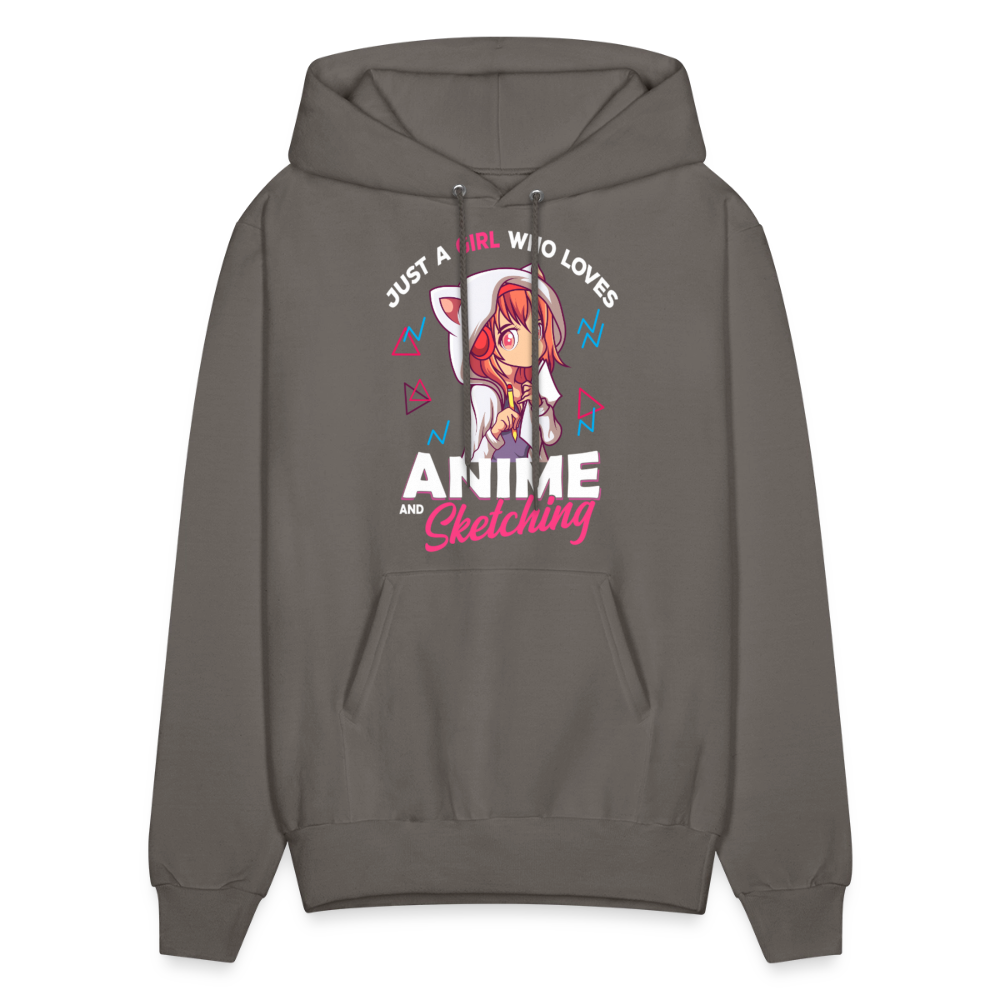 Just A Girl Who Loves Anime and Sketching Anime Lover Unisex Hoodie Sweatshirt - asphalt gray