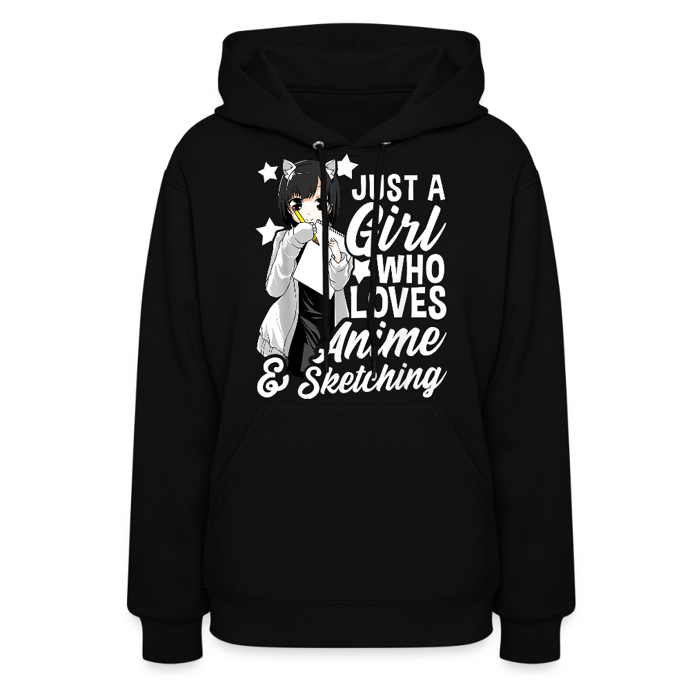 Just A Girl Who Love Anime & Sketching Anime Lover Premium Women's Hoodie Sweatshirt - black