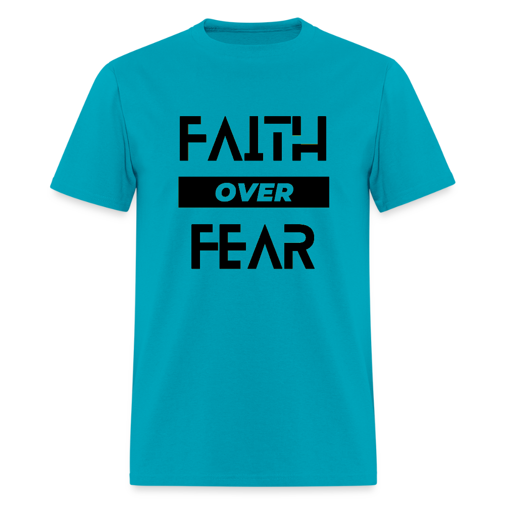 Faith Over Fear Block Christian Unisex T-Shirt - turquoise