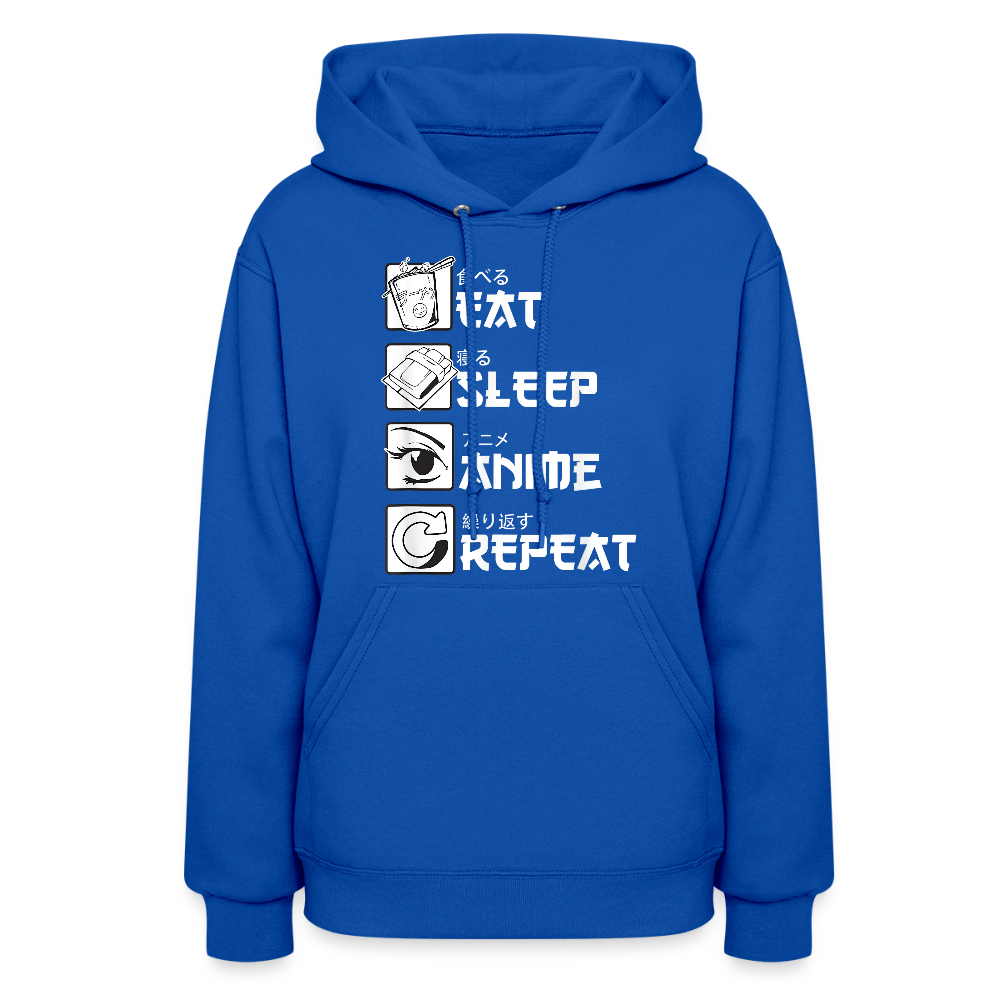 Eat Sleep Anime Repeat Premium Women's Hoodie Sweatshirt - royal blue