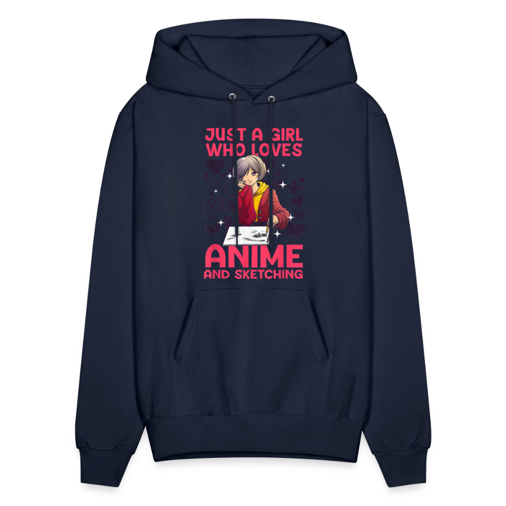 Just A Girl Who Loves Anime and Sketching IV Premium Hoodie Sweatshirt - navy