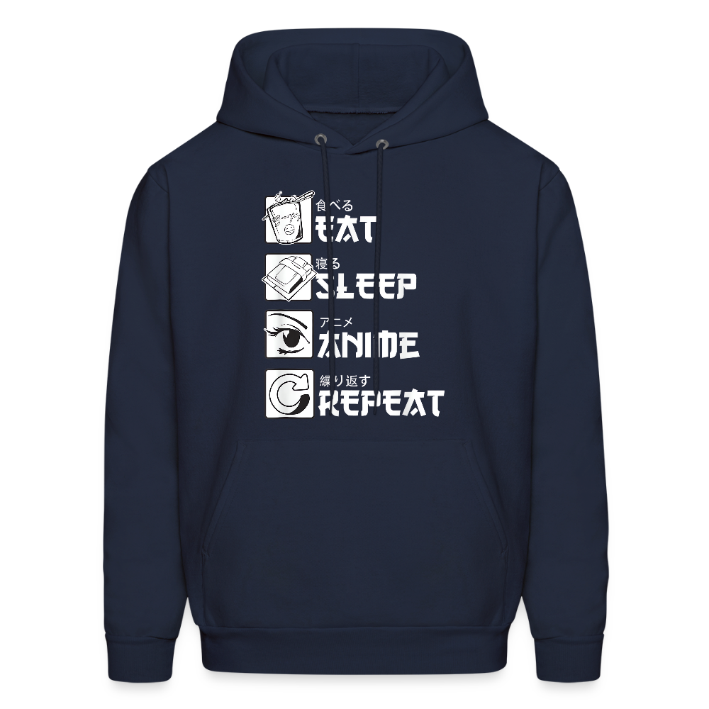 Eat Sleep Anime Repeat Premium Unisex Hoodie Sweatshirt - navy