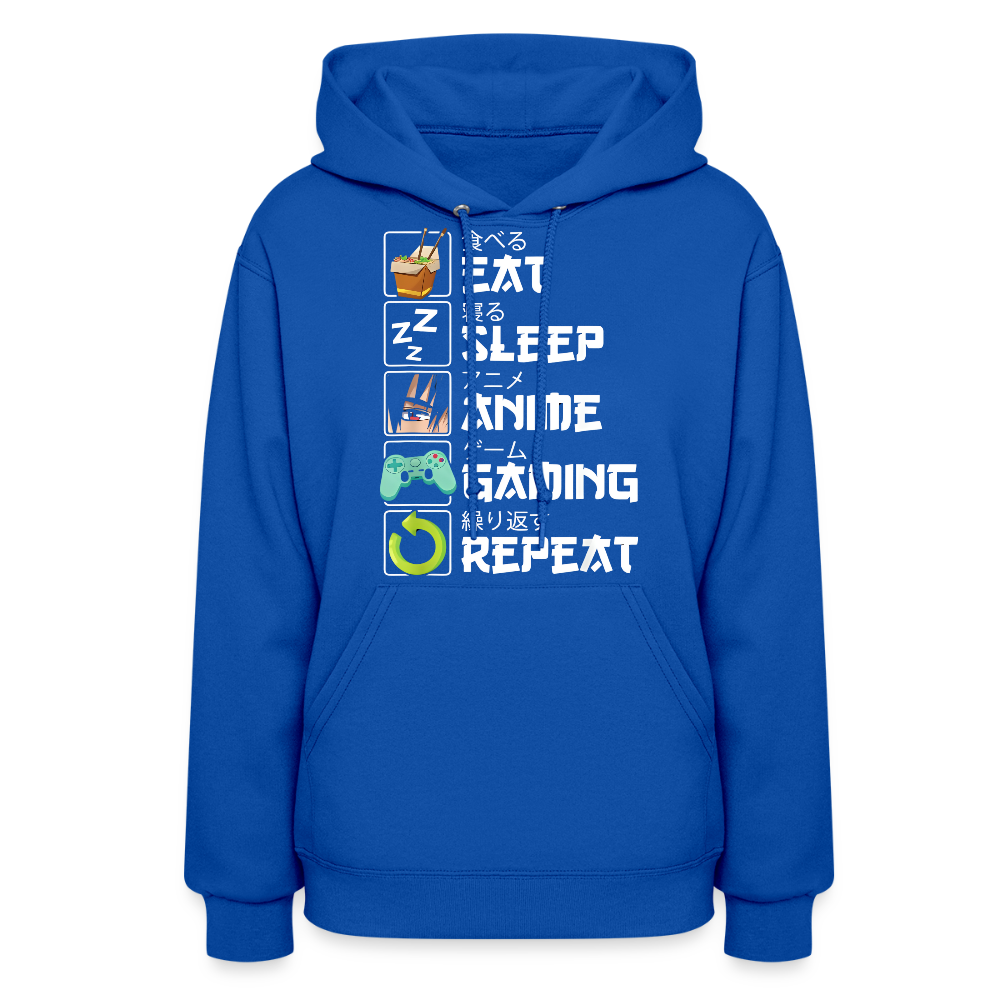 Eat Sleep Anime Gaming Repeat Premium Women's Hoodie Sweatshirt - royal blue