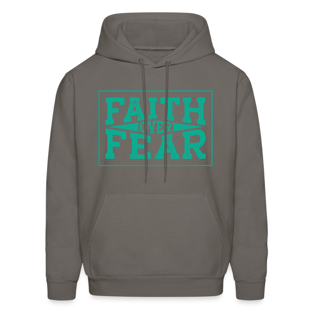 Faith Over Fear Retro Unisex Christian Hoodie Sweatshirt - asphalt gray