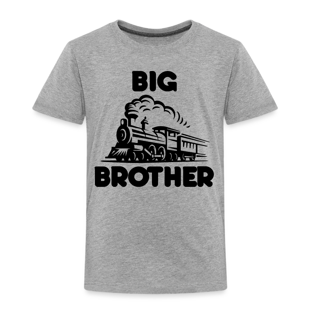 Toddler Big Brother Train Black Print T-Shirt - heather gray