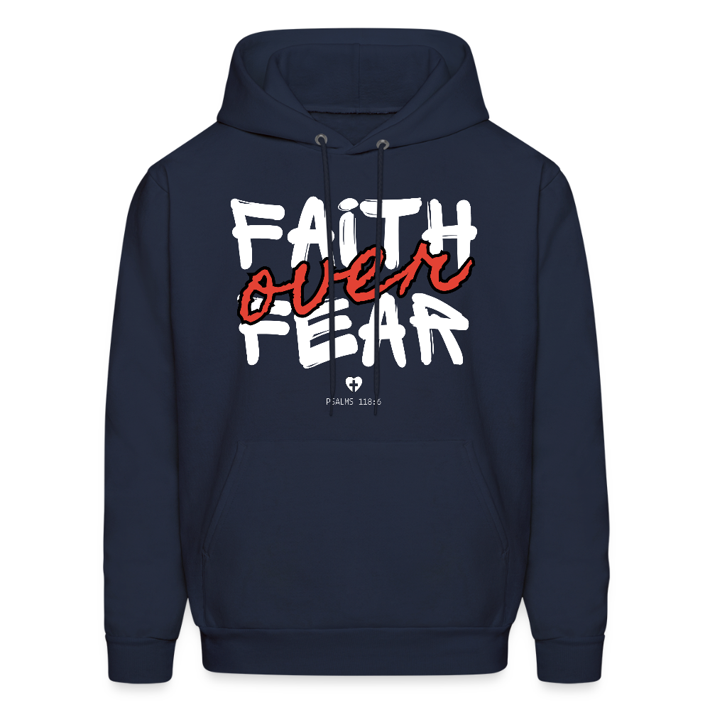 Faith Over Fear Psalms 118:6 Unisex Christian Hoodie Sweatshirt - navy