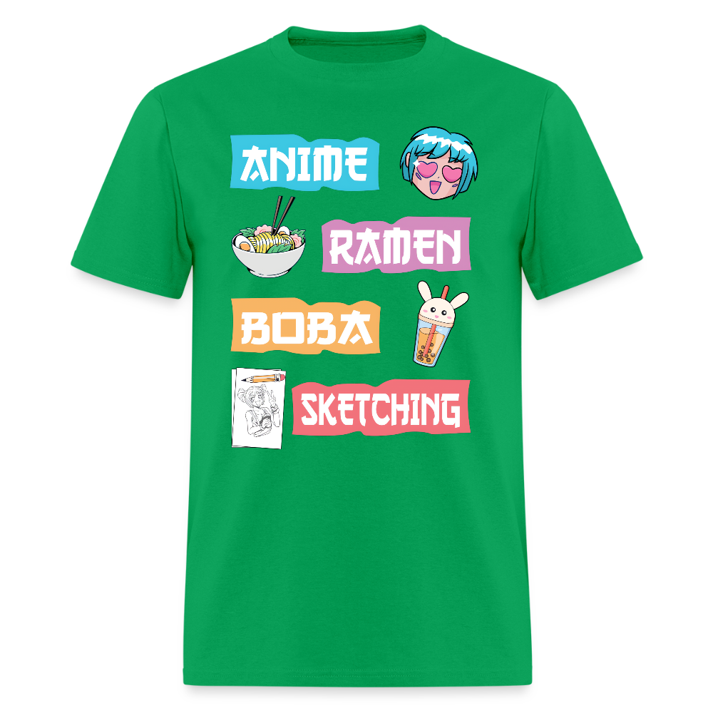 Anime Ramen Boba Sketching Premium Unisex T-Shirt - bright green