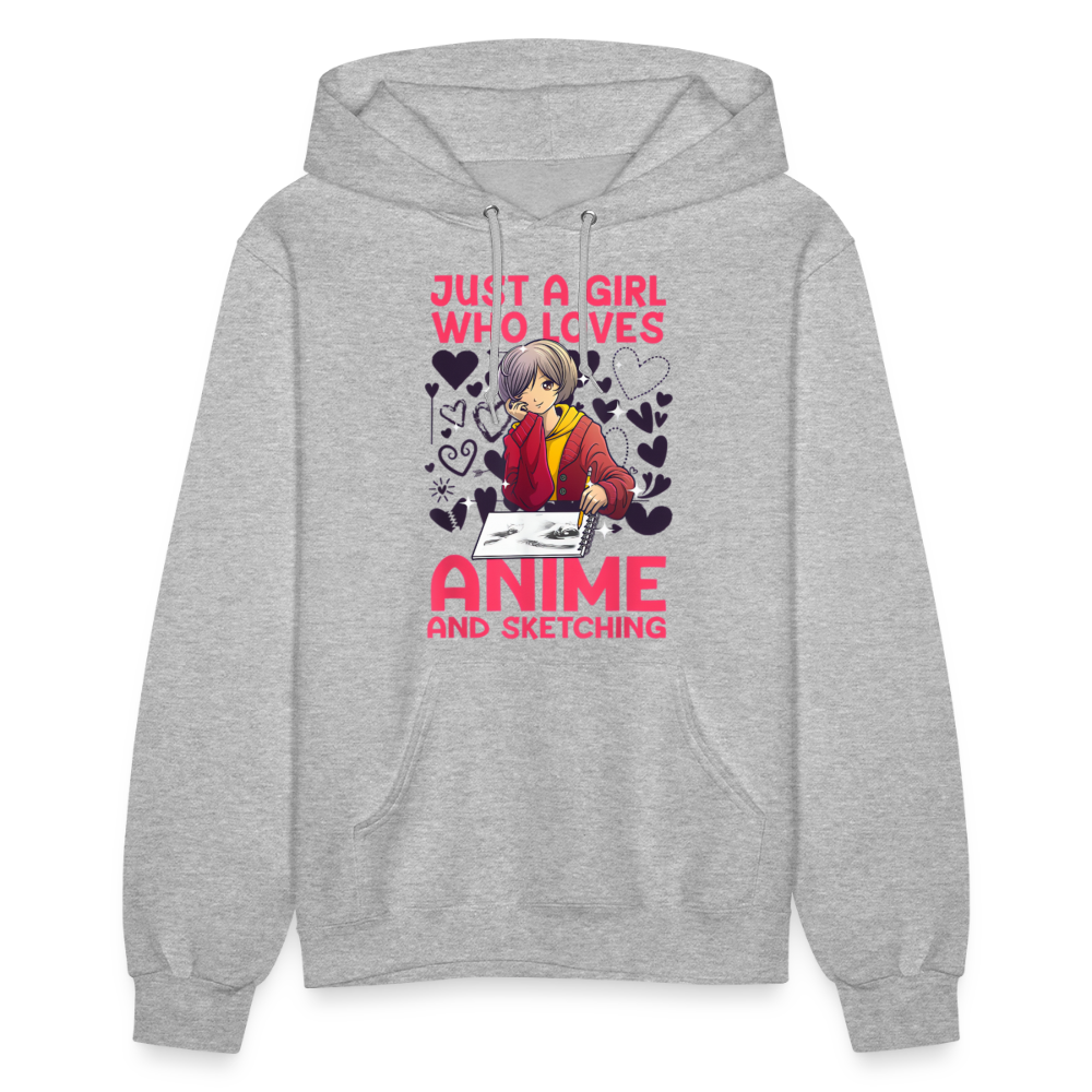 Just A Girl Who Loves Anime and Sketching IV Premium Women's Hoodie Sweatshirt - heather gray