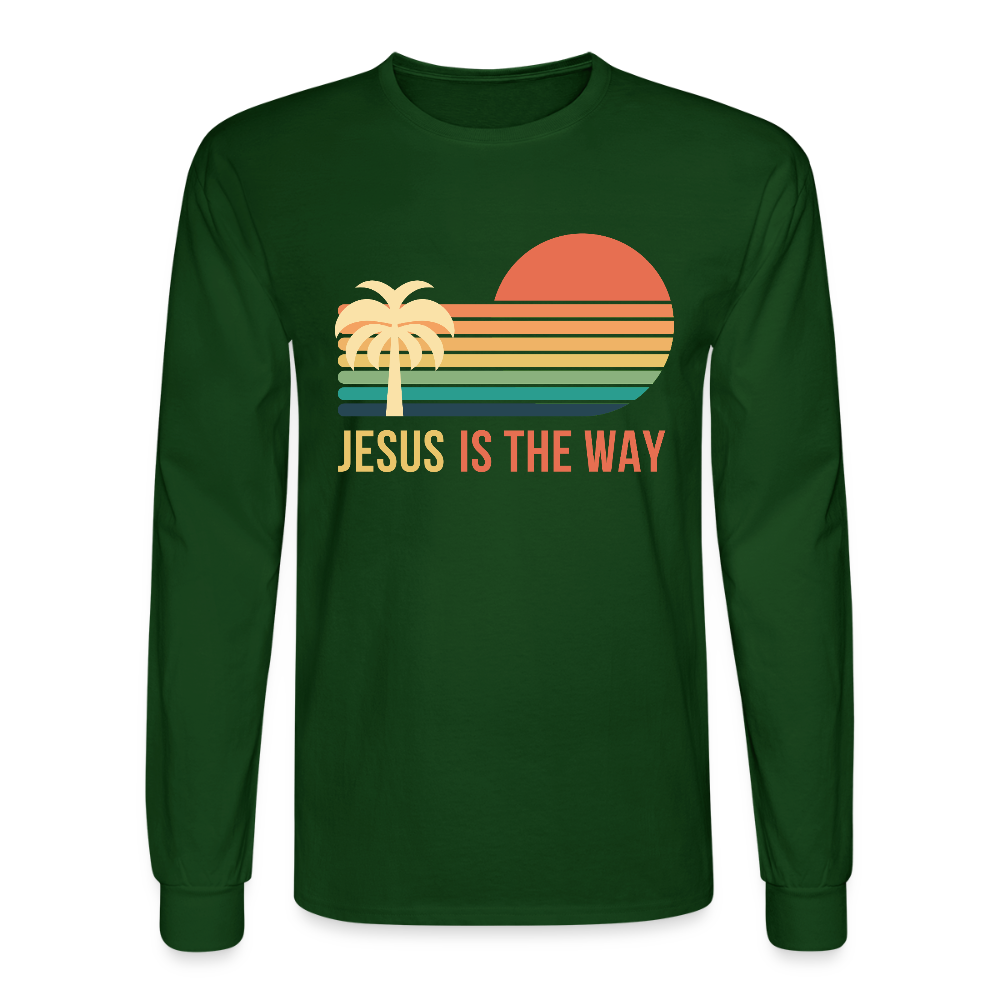 Jesus is the Way Christian Unisex Long Sleeve T-Shirt - forest green
