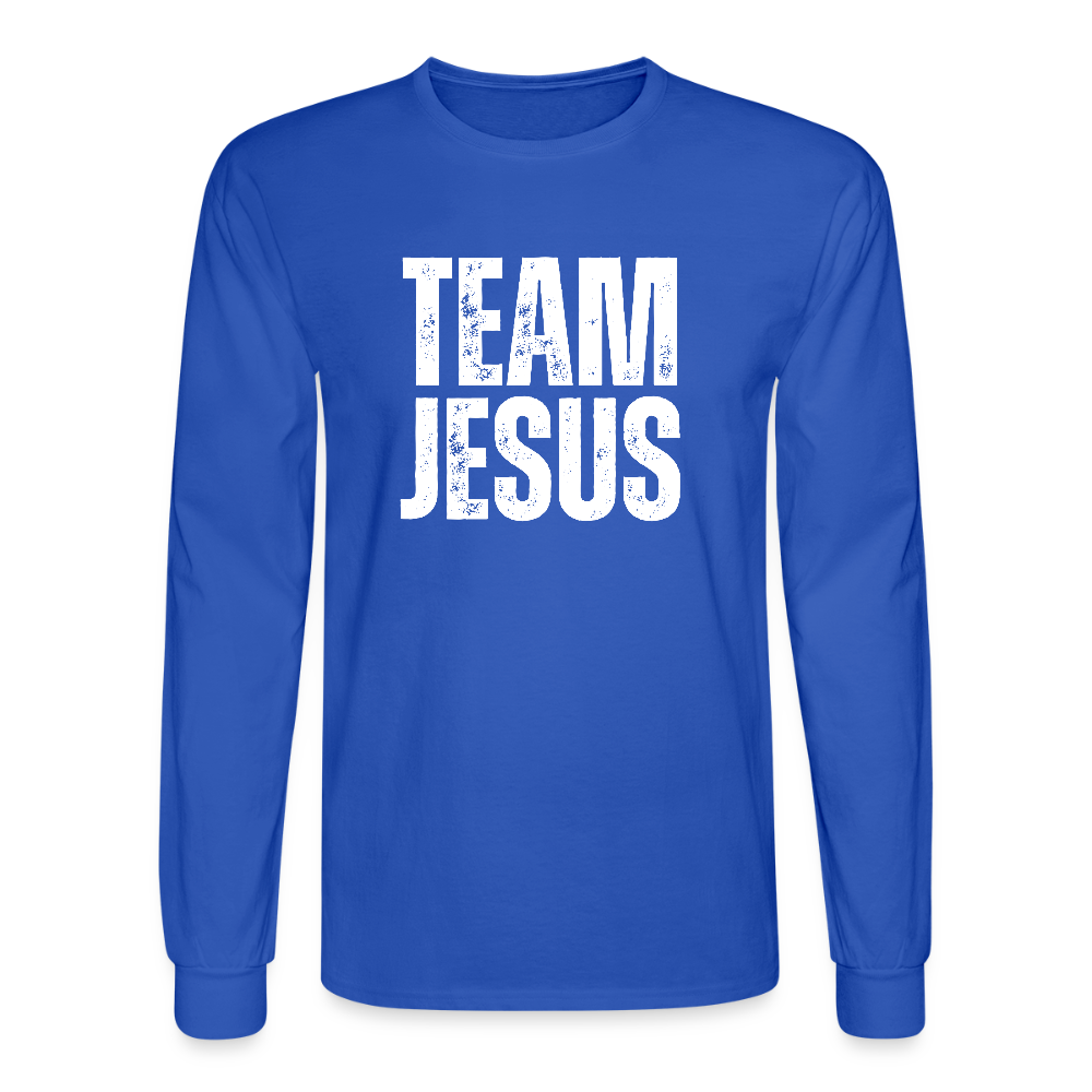 Team Jesus Weathered White Print Christian Unisex Long Sleeve T-Shirt - royal blue