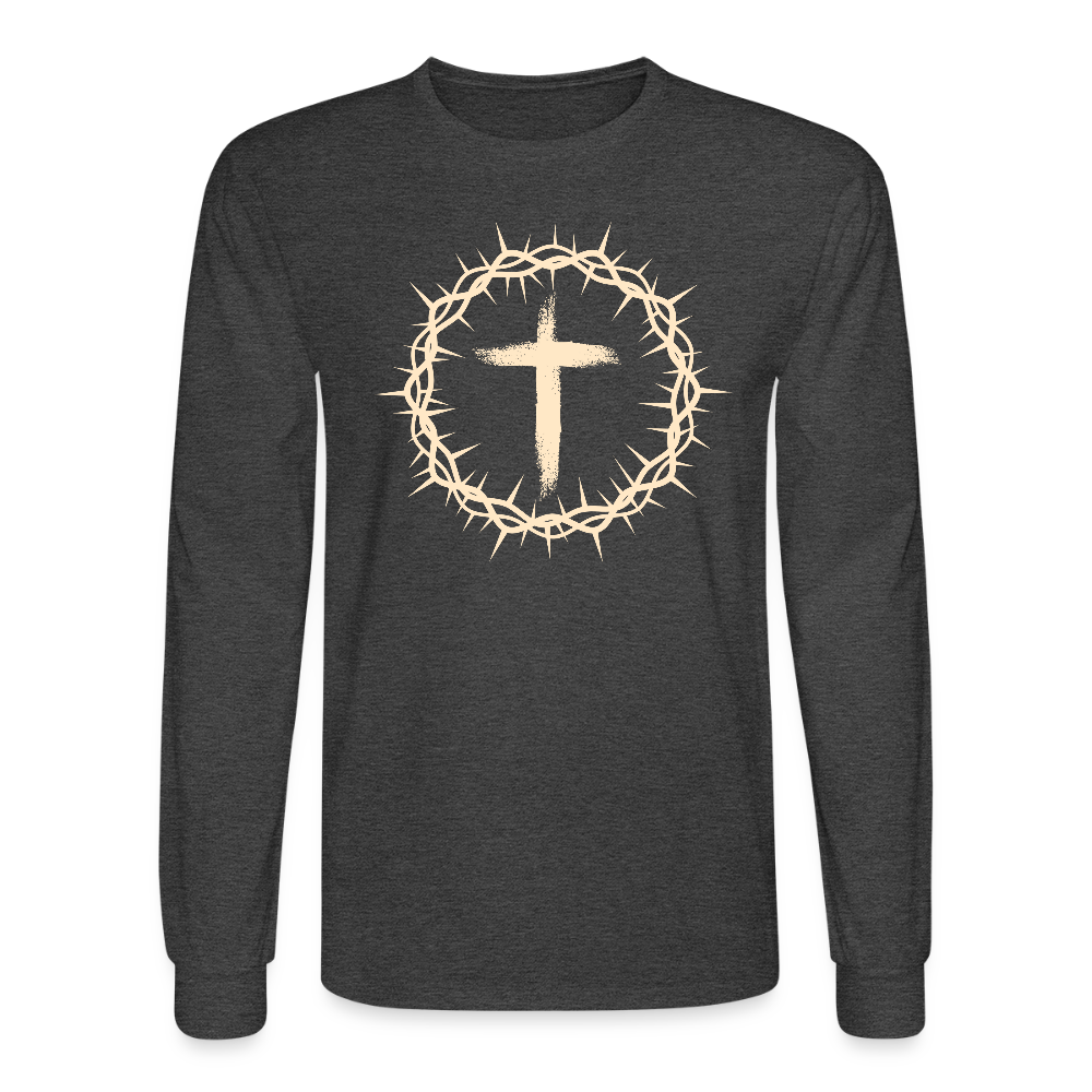Crown of Thorns Christian Unisex Long Sleeve T-Shirt - heather black