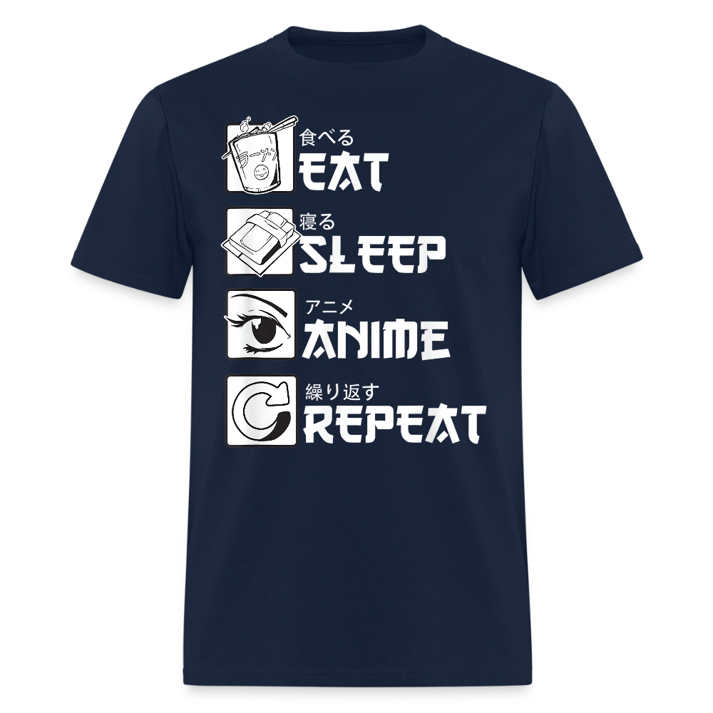 Eat Sleep Anime Repeat Premium Unisex T-Shirt - navy