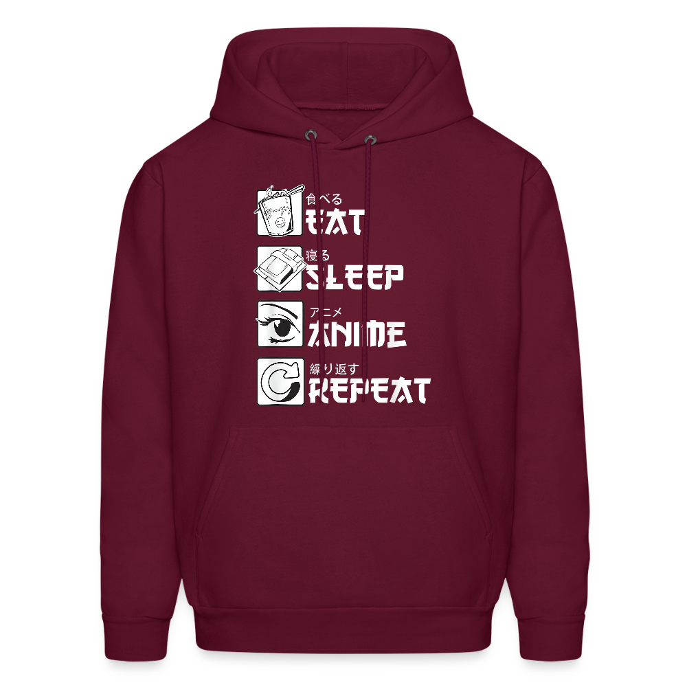 Eat Sleep Anime Repeat Premium Unisex Hoodie Sweatshirt - burgundy