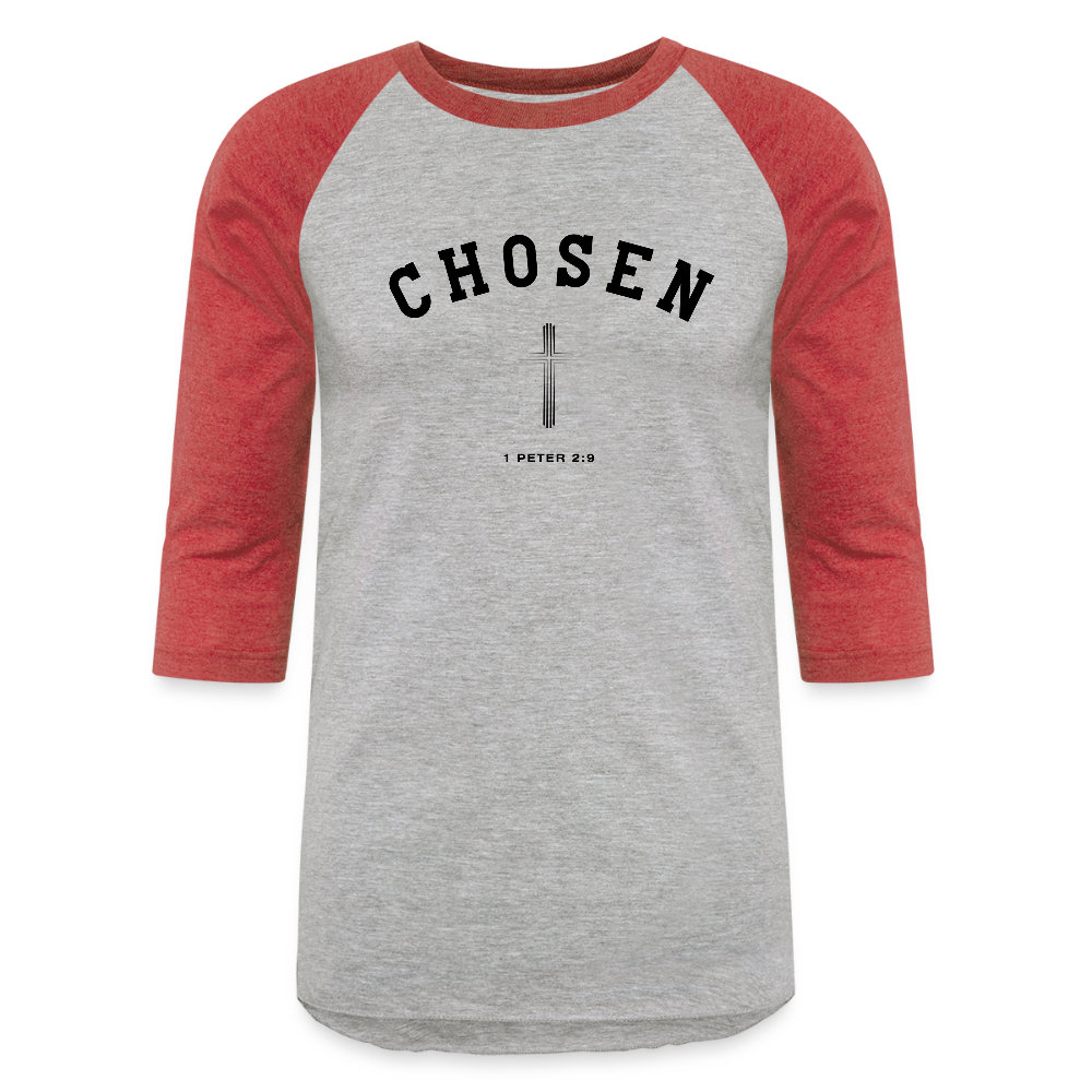 Chosen Christian Unisex Baseball T-Shirt - heather gray/red