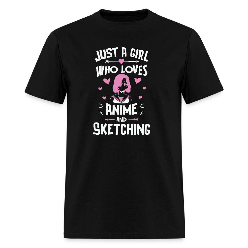 Just A Girl Who Loves Anime and Sketching III Premium Unisex T-Shirt - black