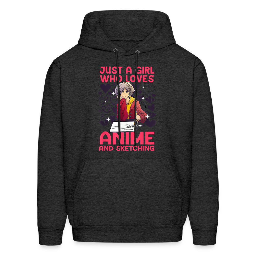 Just A Girl Who Loves Anime and Sketching IV Premium Hoodie Sweatshirt - charcoal grey