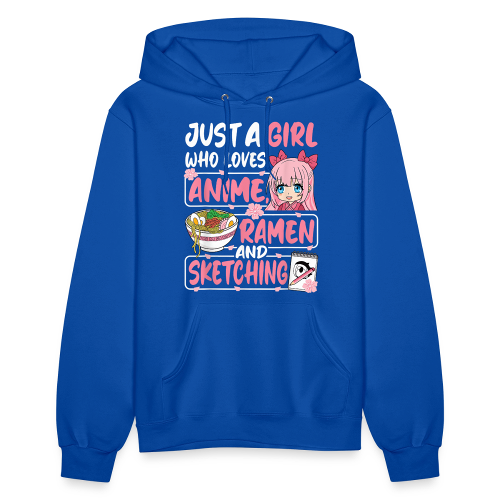 Just A Girl Who Loves Anime, Ramen and Sketching III Premium Women's Hoodie Sweatshirt - royal blue