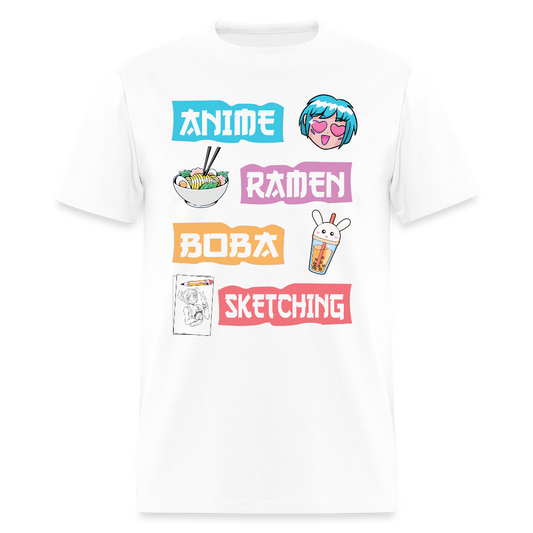 Anime Ramen Boba Sketching Premium Unisex T-Shirt - white