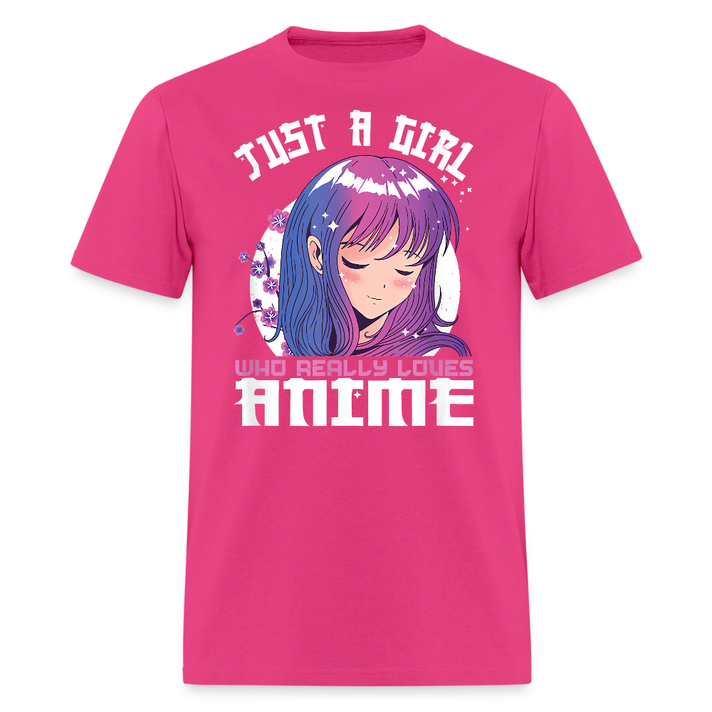 Just A Girl Who Really Loves Anime Premium Unisex T-Shirt - fuchsia
