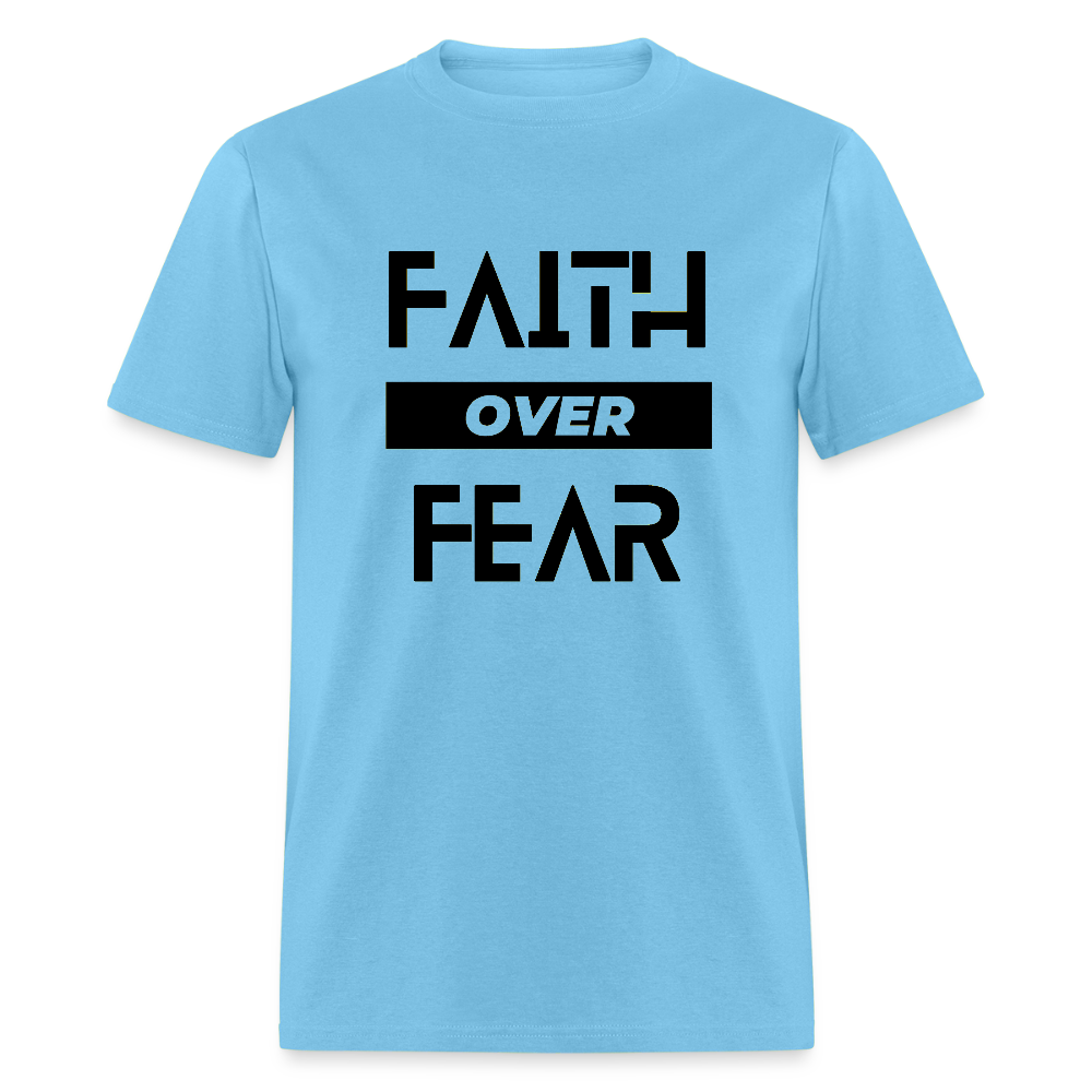 Faith Over Fear Block Christian Unisex T-Shirt - aquatic blue