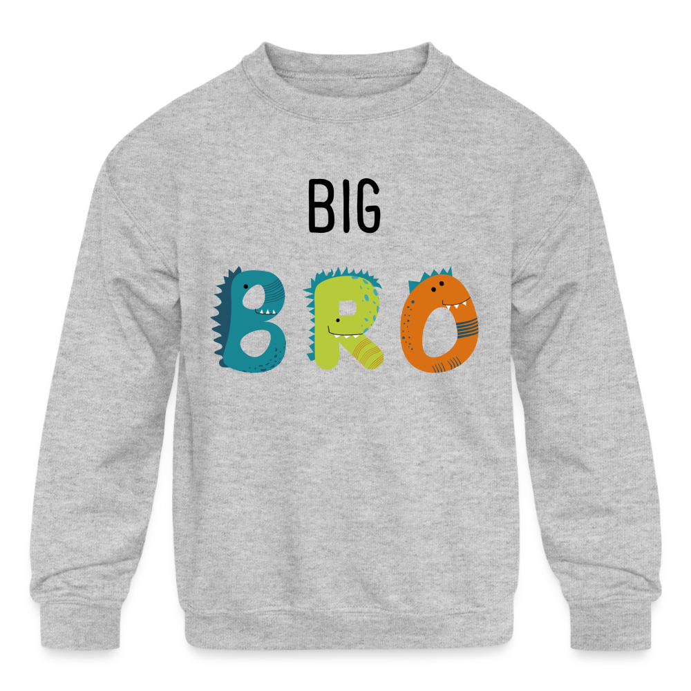 Youth Big Brother Big Bro Dinosaurs Crewneck Sweatshirt - heather gray