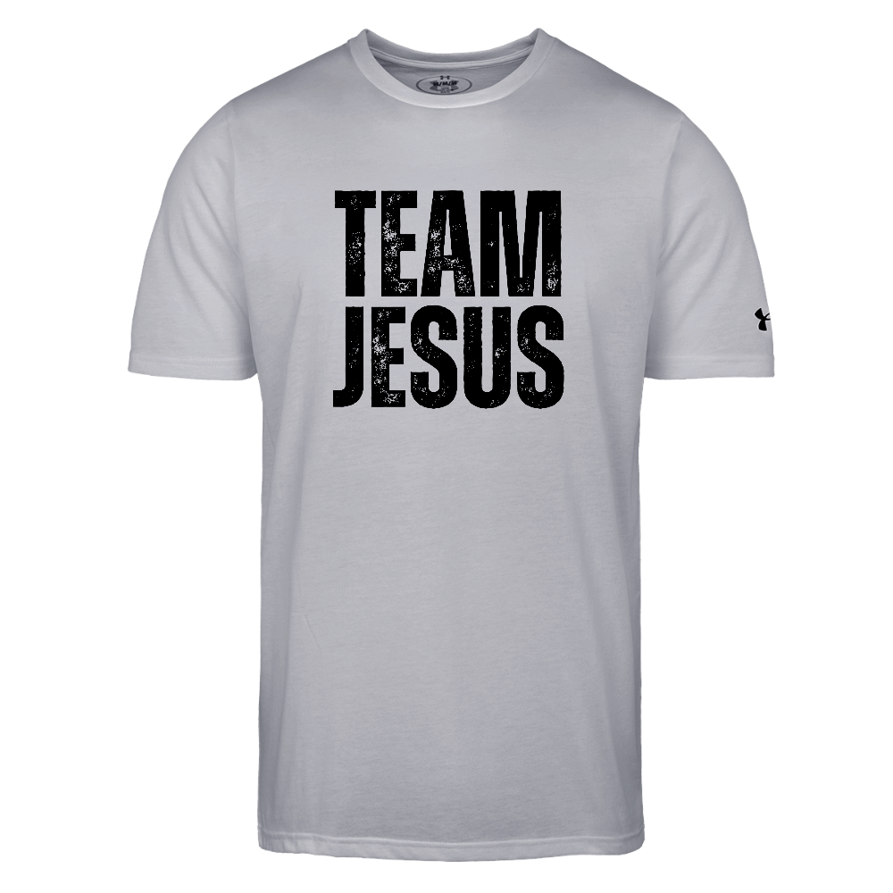 Team Jesus Weathered Authentic Under Armour Men's Athletic 2.0 Christian Workout T-Shirt - gray
