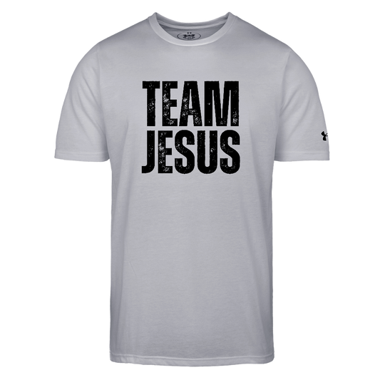 Team Jesus Weathered Authentic Under Armour Men's Athletic 2.0 Christian Workout T-Shirt - gray
