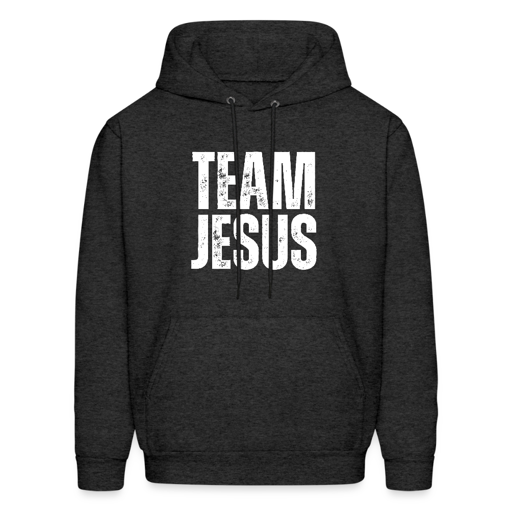 Team Jesus Weathered White Print Unisex Christian Hoodie Sweatshirt - charcoal grey