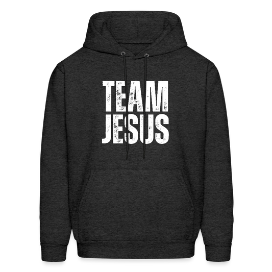 Team Jesus Weathered White Print Unisex Christian Hoodie Sweatshirt - charcoal grey