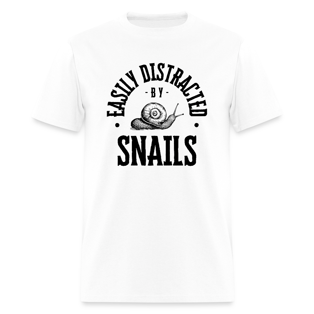 Easily Distracted By Snails Funny Unisex T-Shirt - white