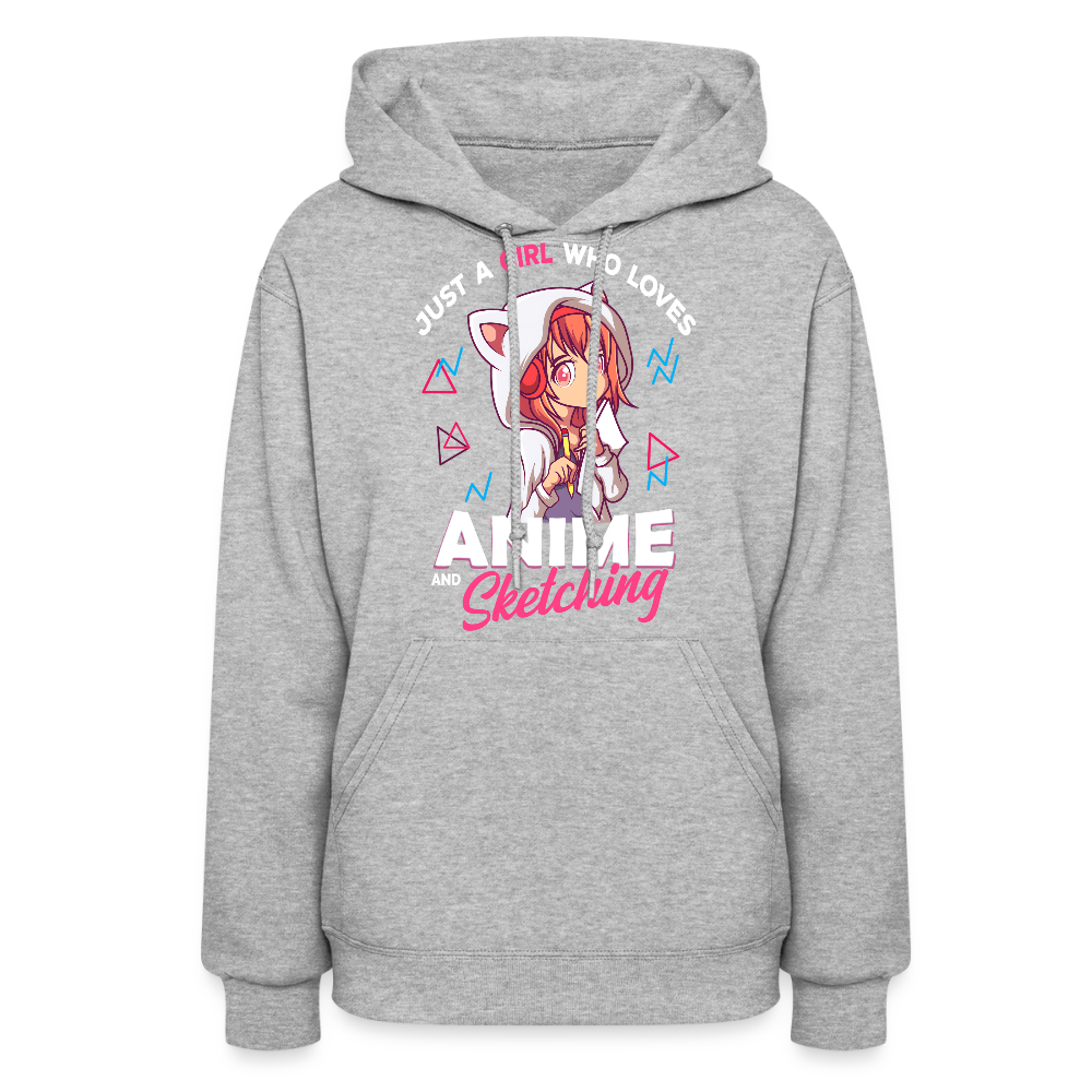 Just A Girl Who Loves Anime and Sketching Premium Women's Hoodie Sweatshirt - heather gray