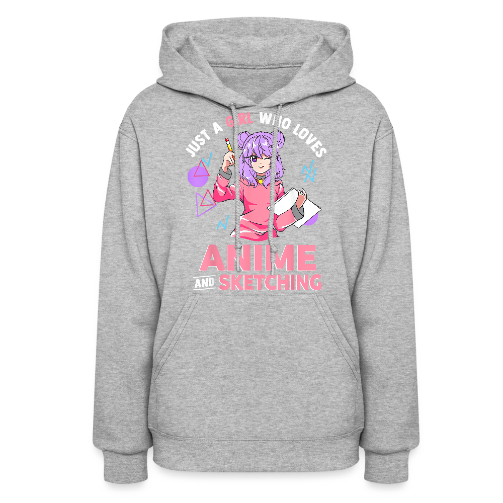 Just A Girl Who Loves Anime and Sketching II Premium Women's Hoodie Sweatshirt - heather gray