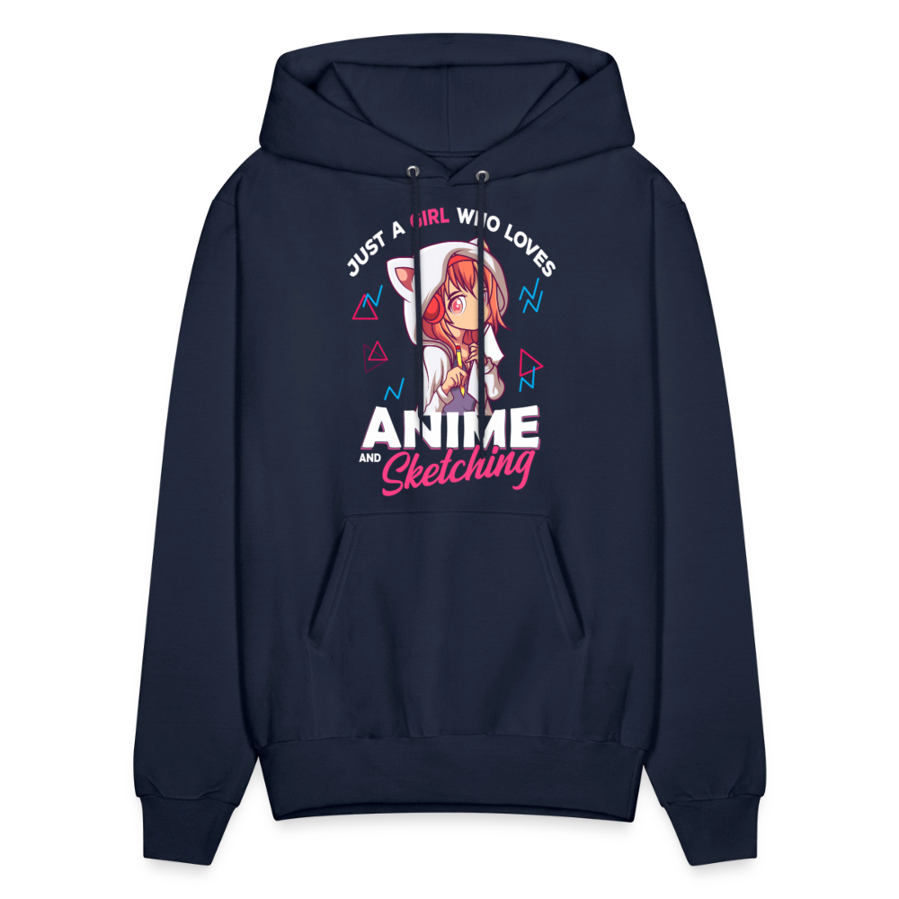 Just A Girl Who Loves Anime and Sketching Anime Lover Unisex Hoodie Sweatshirt - navy