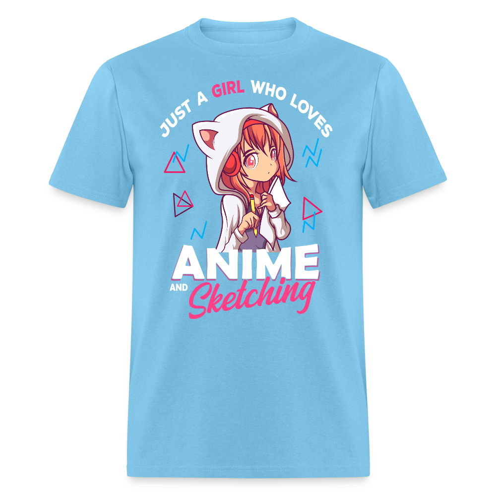 Just A Girl Who Loves Anime and Sketching Premium Unisex T-Shirt - aquatic blue