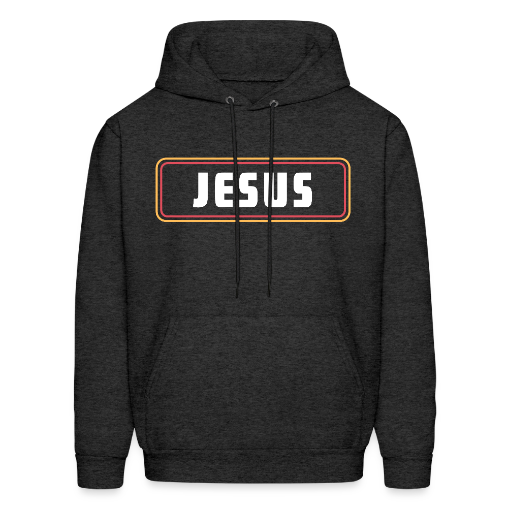 Jesus Retro Rectangle Christian Unisex Hoodie Sweatshirt - charcoal grey