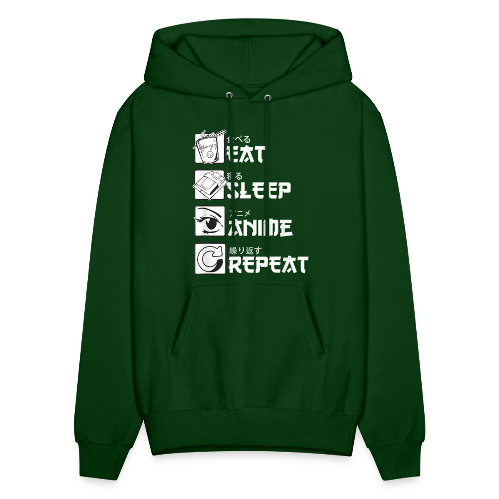 Eat Sleep Anime Repeat Premium Unisex Hoodie Sweatshirt - forest green